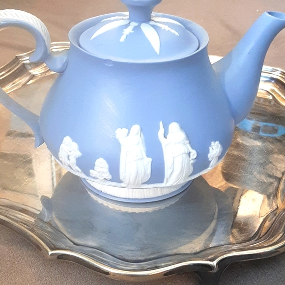 Vintage 1950s Japan 3pc jasperware teaset - Picture 3 of 7